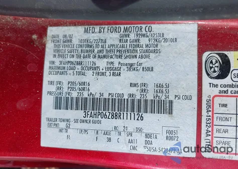 2008 Ford Fusion S из США, поврежденный, VIN 3FAHP06Z88R111126